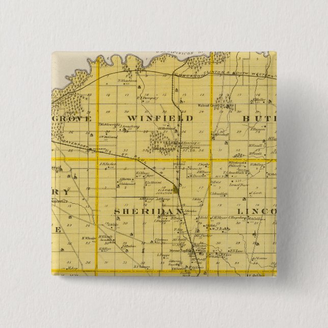 Map of Scott County, State of Iowa 15 Cm Square Badge (Front)