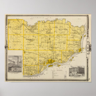 Map of Scott County, State of Iowa Poster