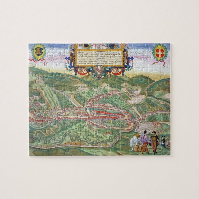 Map of Serravalle, from 'Civitates Orbis Terrarum' Jigsaw Puzzle (Horizontal)