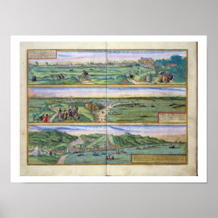 Map of Seville, Cadiz, and Malaga, from 'Civitates Poster