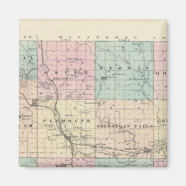 Map of Sheboygan County, State of Wisconsin Magnet (Front)
