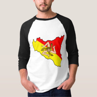 Map of Sicily with Trinacria Symbol T-Shirt