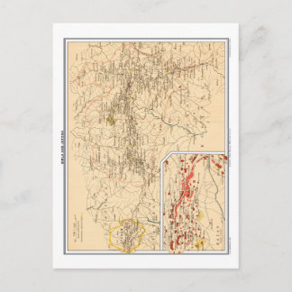 Map of Simla & Jutogh, British India. Postcard