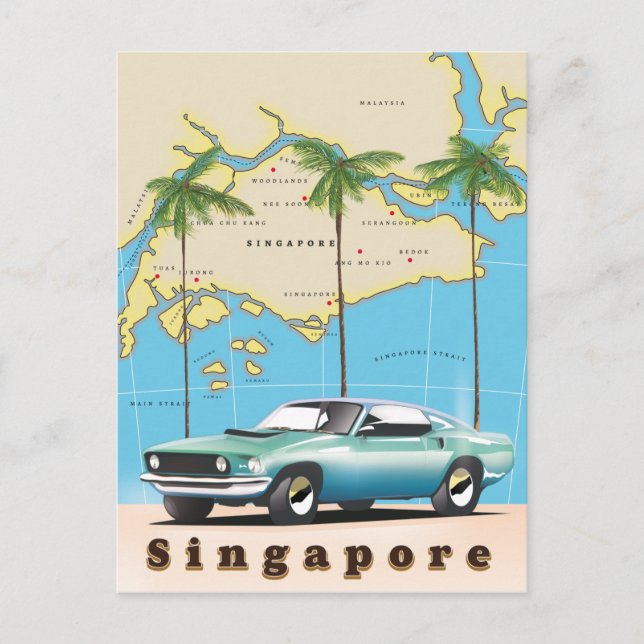 map of Singapore Postcard (Front)