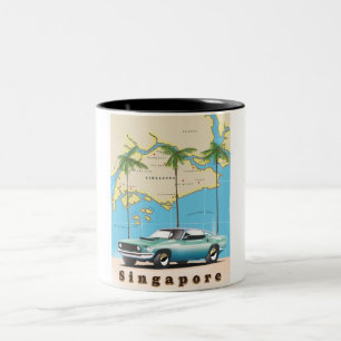 map of Singapore Two-Tone Coffee Mug