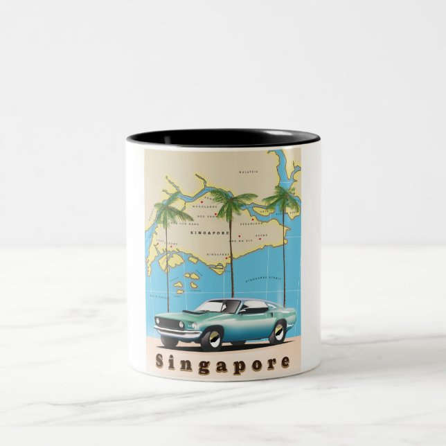 map of Singapore Two-Tone Coffee Mug (Center)