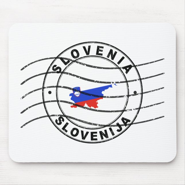 Map of Slovenia, Postal Passport Stamp Mouse Pad (Front)