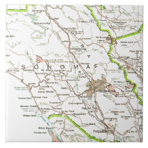 Map of Sonoma County CA  Ceramic Tile