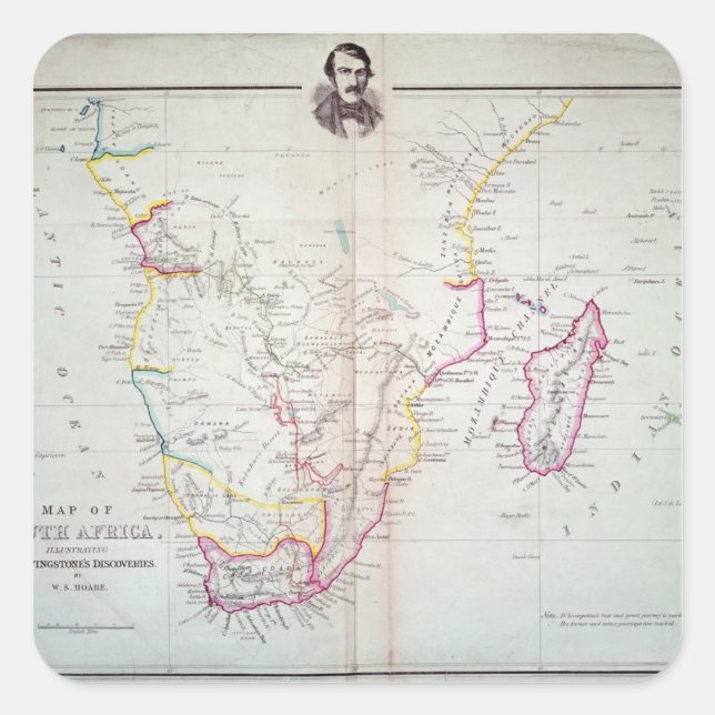 Map of South Africa illustrating Square Sticker (Front)
