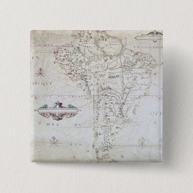 Map of South America 15 Cm Square Badge (Front)