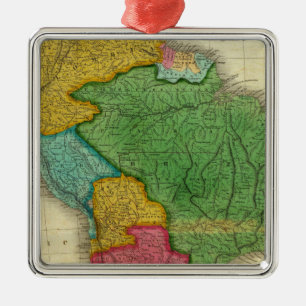 Map of South America 3 Metal Ornament
