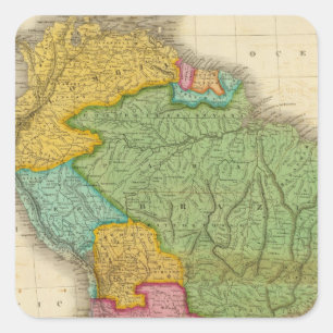 Map of South America 4 Square Sticker