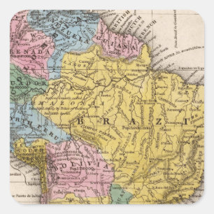 Map of South America 5 Square Sticker