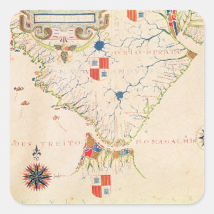 Map of South America and the Magellan Straits Square Sticker