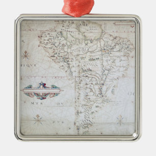 Map of South America Metal Ornament