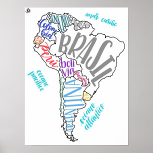 Map of South America Poster