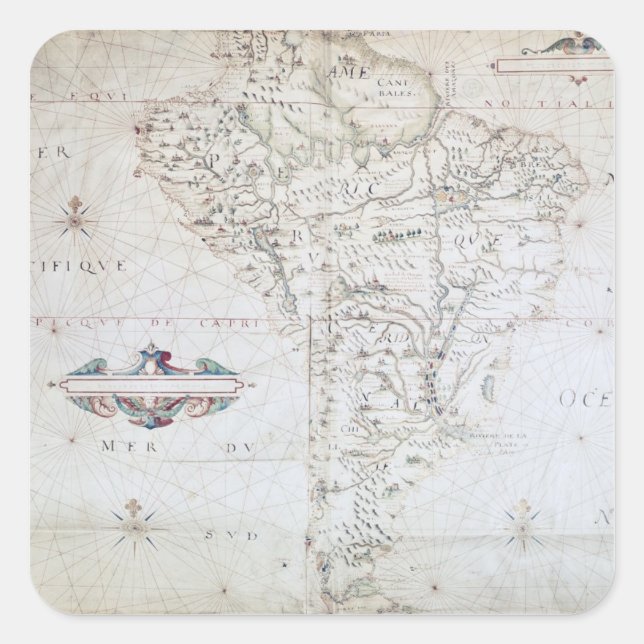 Map of South America Square Sticker (Front)