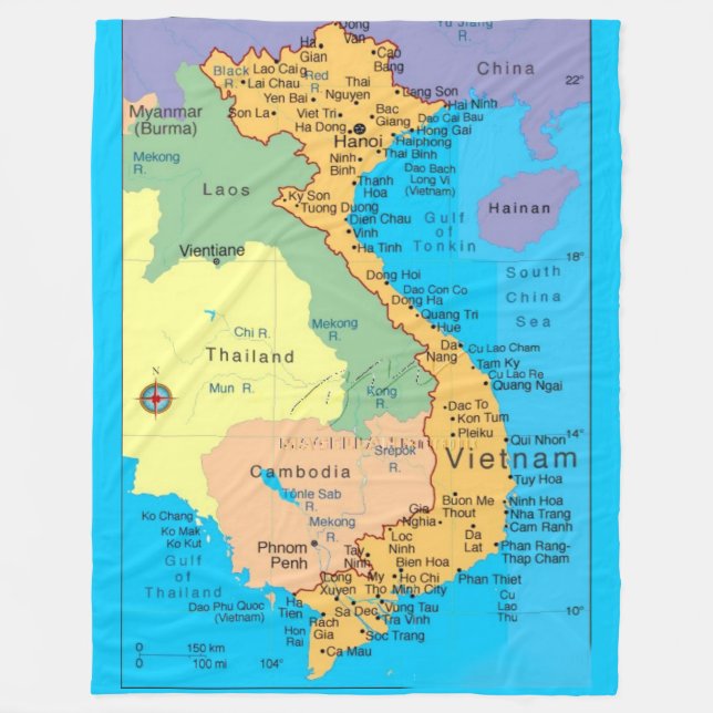 MAP of SOUTH EAST ASIA Fleece Blanket (Front)