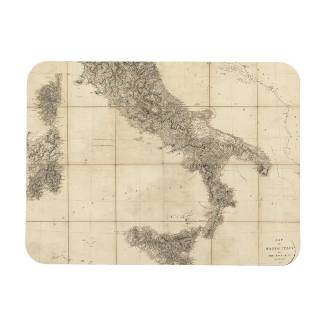 Map of South Italy and Adjacent Coasts Magnet (Horizontal)