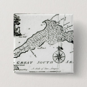 Map of South Pacific Island, 1800 15 Cm Square Badge