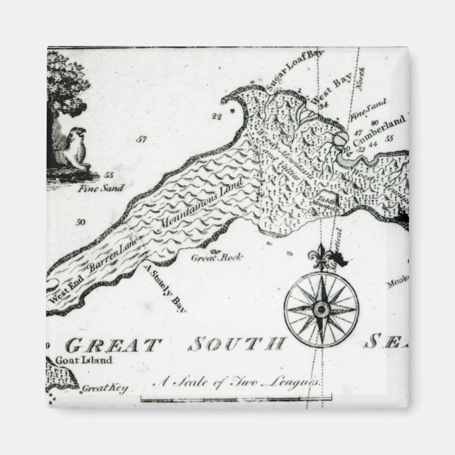 Map of South Pacific Island, 1800 Magnet (Front)