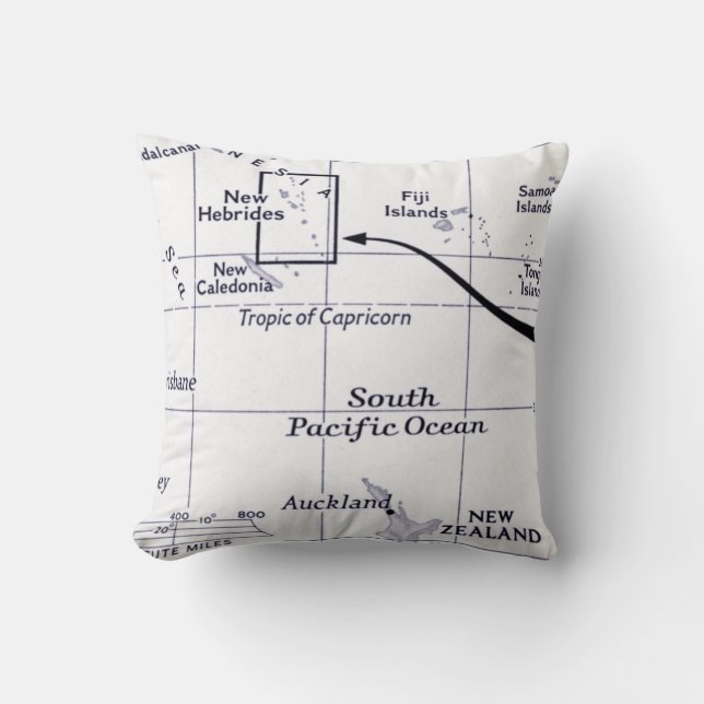 Map of South Pacific Ocean Cushion (Front)