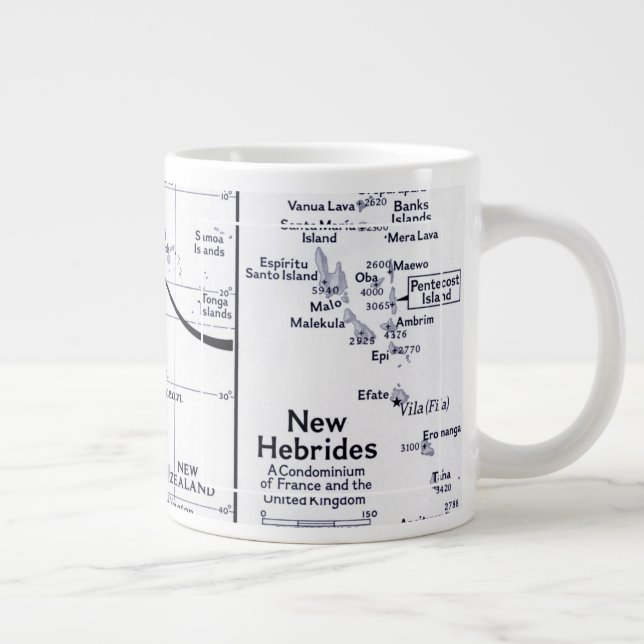 Map of South Pacific Ocean Large Coffee Mug (Right)