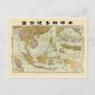 Map of Southeast Asia (1936) Postcard