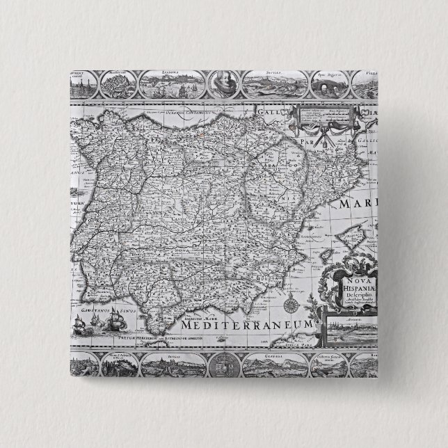Map of Spain 15 Cm Square Badge (Front)