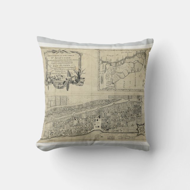 Map of St. Augustine Florida (1764) Cushion (Front)