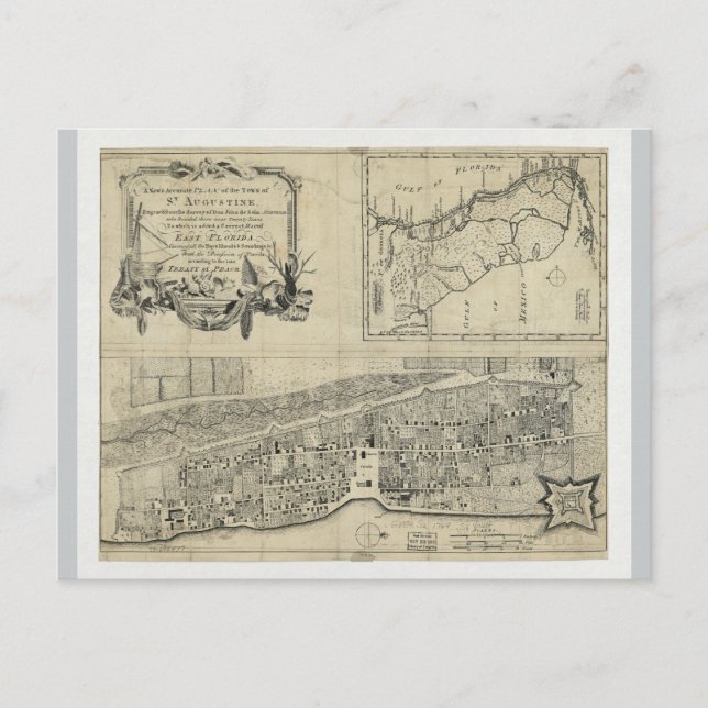 Map of St. Augustine Florida (1764) Postcard (Front)