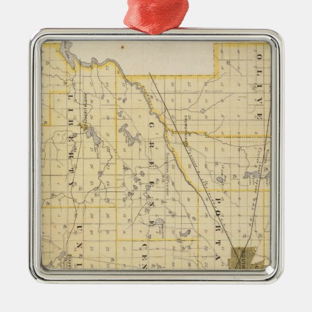 Map of St Joseph County Metal Tree Decoration (Front)
