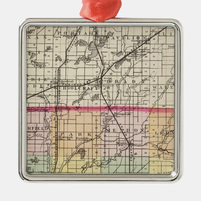 Map of St Joseph County, Michigan Metal Ornament (Front)
