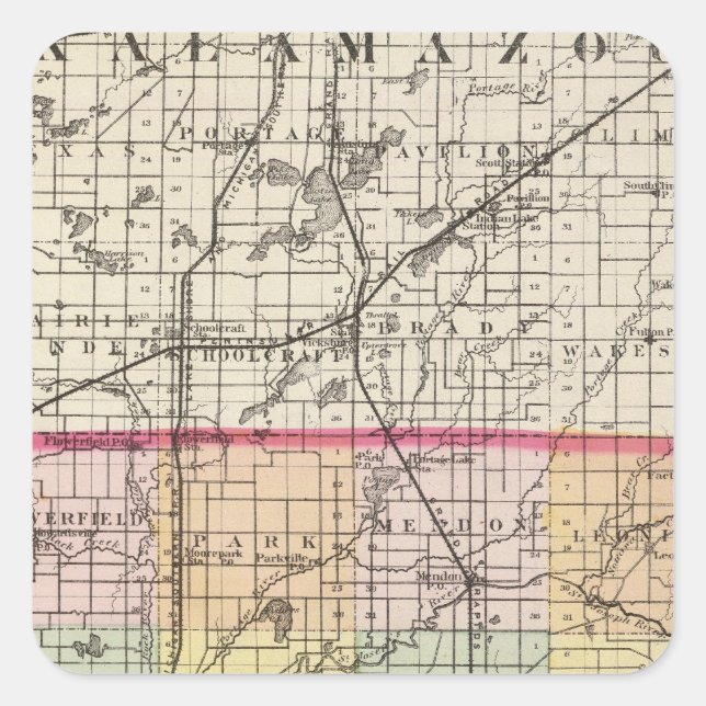 Map of St Joseph County, Michigan Square Sticker (Front)