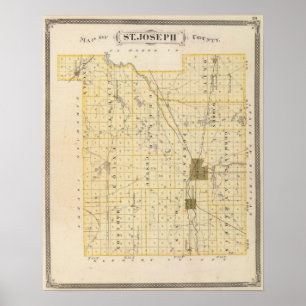 Map of St Joseph County Poster