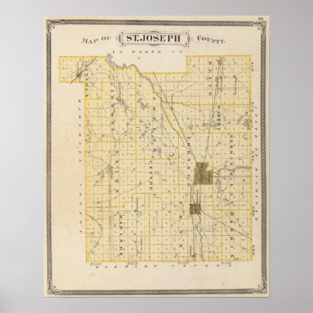 Map of St Joseph County Poster (Front)