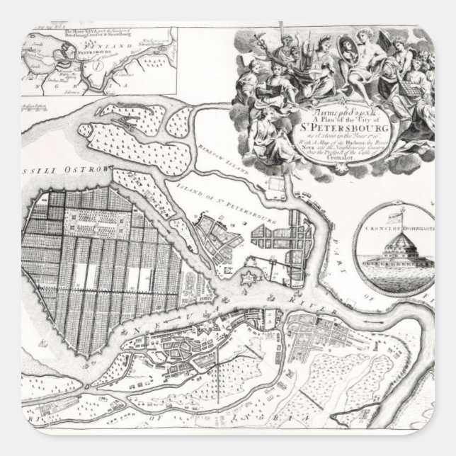 Map of St.Petersburg Square Sticker (Front)