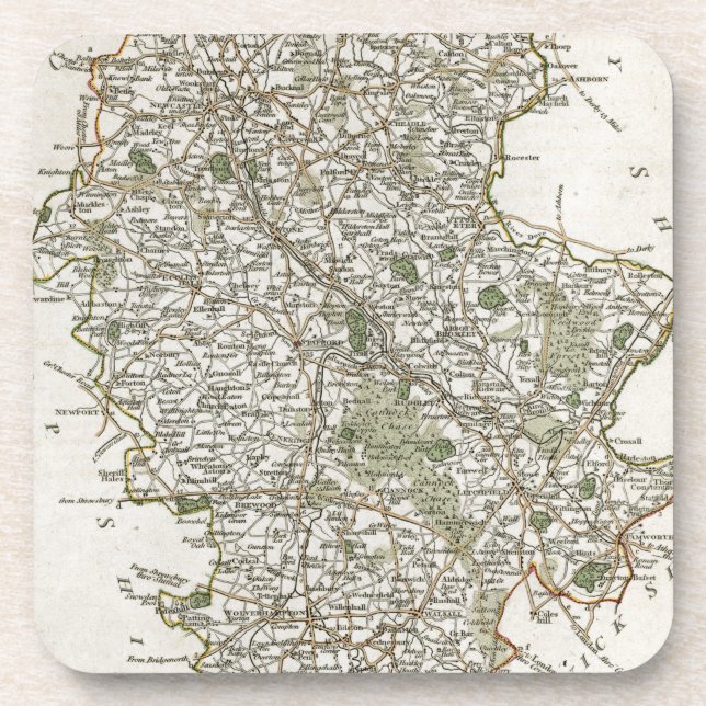 MAP OF STAFFORDSHIRE, 1793 COASTER (Front)