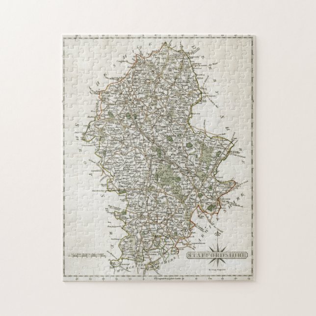 MAP OF STAFFORDSHIRE, 1793 JIGSAW PUZZLE (Vertical)