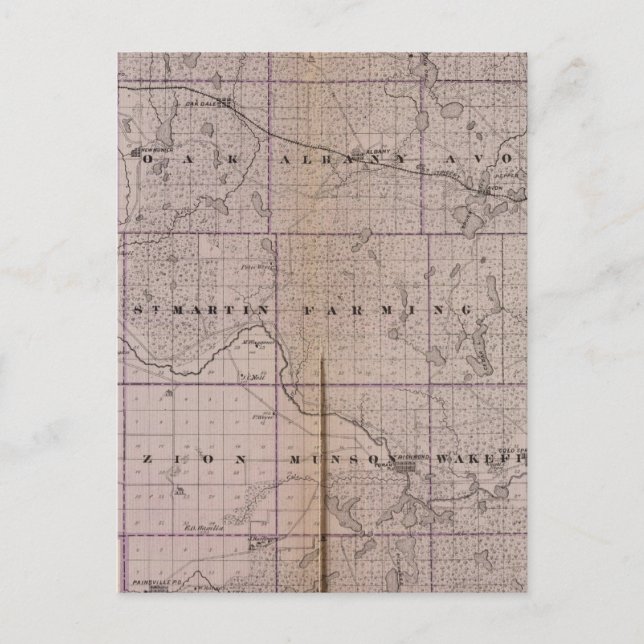 Map of Stearns County, Minnesota Postcard (Front)