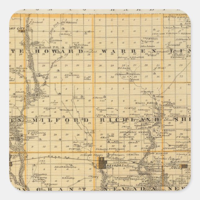 Map of Story County, State of Iowa Square Sticker (Front)