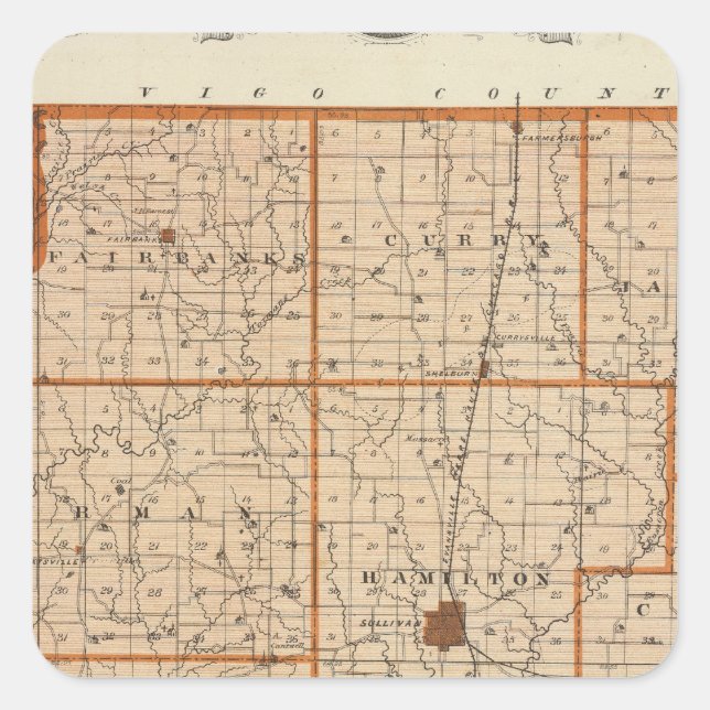 Map of Sullivan County Square Sticker (Front)