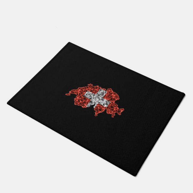 Map of Switzerland, Polygonal mesh line map Doormat (Angled)