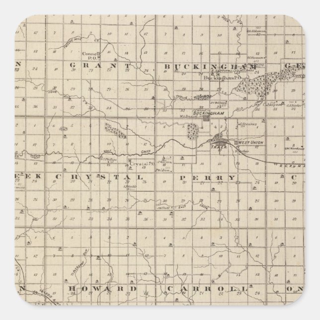 Map of Tama County, State of Iowa Square Sticker (Front)