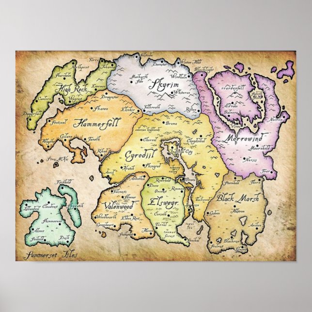 Map of Tamriel Poster (Front)