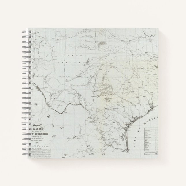 Map of Texas and part of New Mexico Notebook (Front)