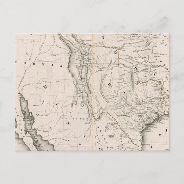 Map Of Texas And The Countries Adjacent Postcard (Front)