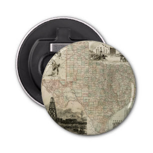 Map of Texas with County Borders Bottle Opener