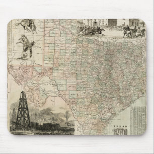 Map of Texas with County Borders Mouse Pad