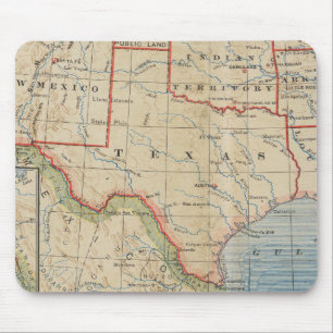 Map of Texas with Towns and Rivers - Antique 1888 Mouse Pad